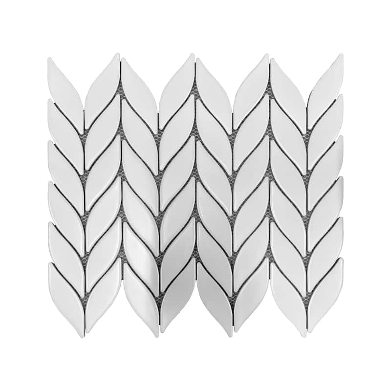 Porcelain Mosaic Tiles - White Petal Matte Porcelain Wall & Floor Tile - Case (15 Sheets)