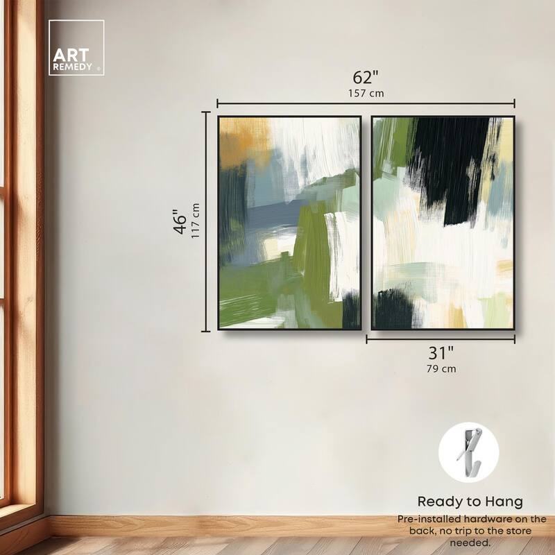 Textured Greens I Canvas Set of 2 by Art Remedy