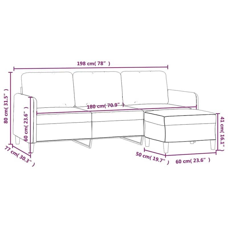 vidaXL Sofa Chair with Footstool Living Room Accent Upholstered Chair Fabric