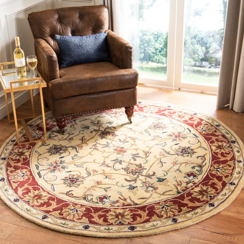 SAFAVIEH Handmade Classic Samina Traditional Oriental Wool Rug - 8' Round - Gold/Red