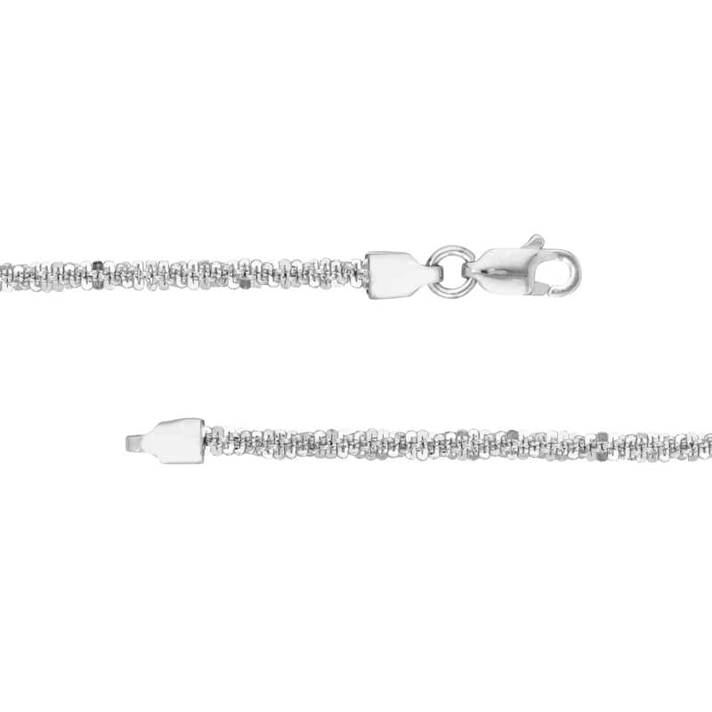 Curata 925 Sterling Silver Rhodium 2.25mm Axis Chain Necklace (Lobster)