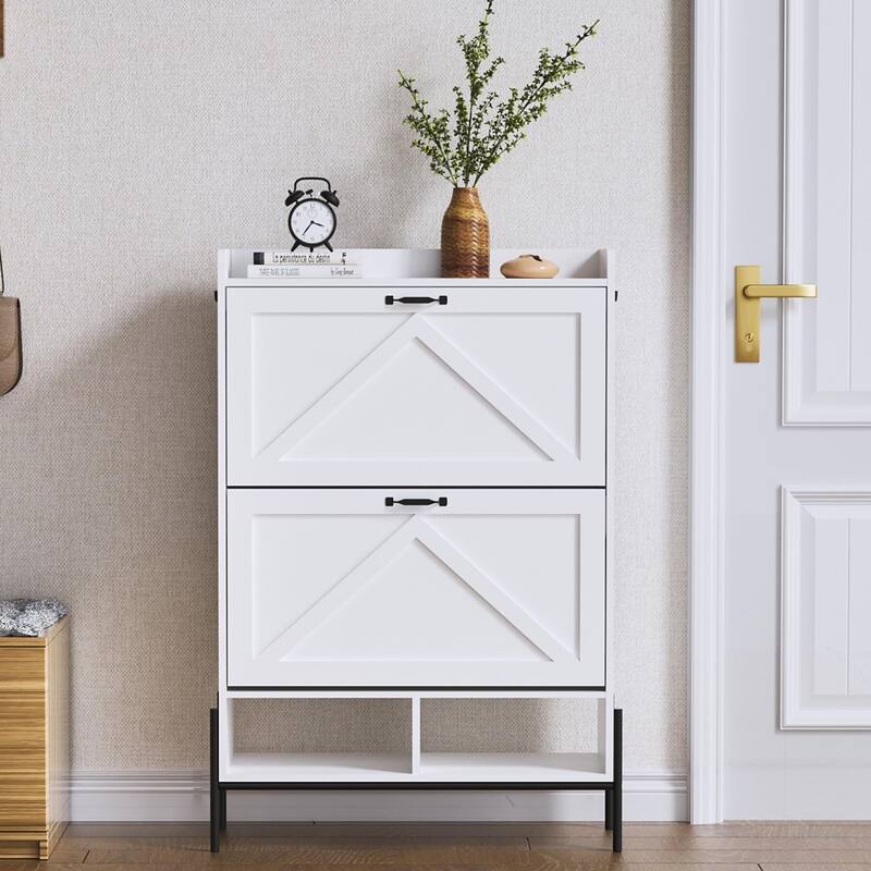 Shoe Cabinet with 2 Flip Drawers - 2 Flip Drawers
