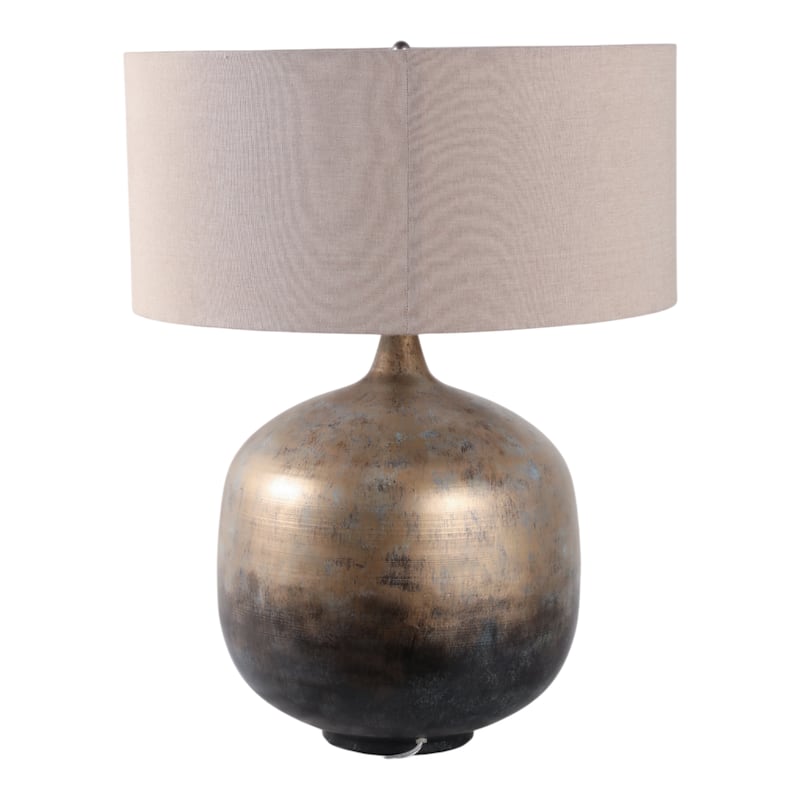Metal Table Lamp Rounded Base Drum Shade Glam Modern Accent Lighting