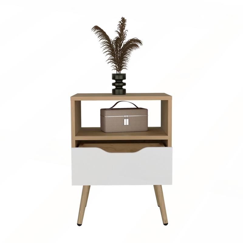 Compact 21-Inch High Nightstand with One Drawer and Open Shelf for Modern Bedrooms