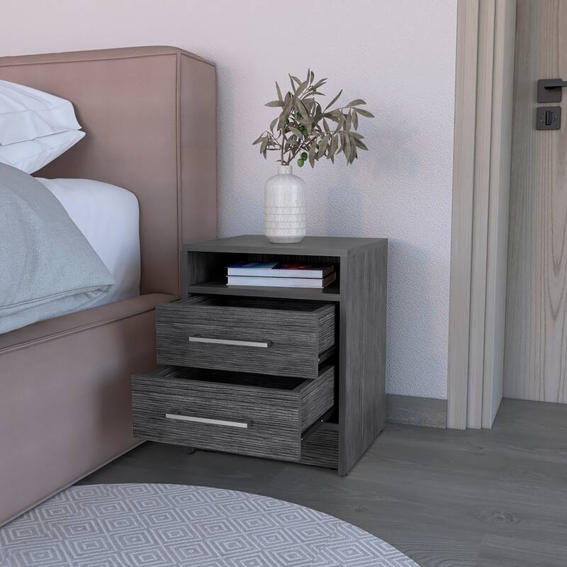 Nightstand Cartiz,Two Drawers，for Living Room,and Dining Room