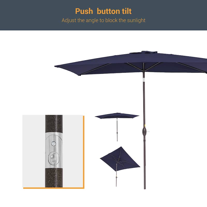 LIVOOSUN 10x6.5ft Patio Market Umbrella Aluminum Table Umbrellas