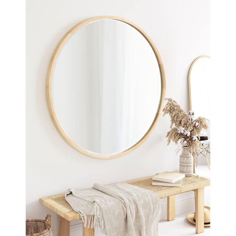 Kate and Laurel McLean Round Wood Framed Wall Mirror
