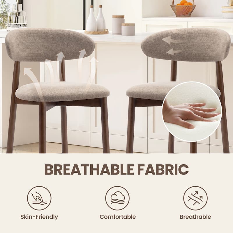 RENEWLINE Mid-Century Modern Upholstered Bar Stools with Backrest - Solid Wood Legs Counter Height Stools