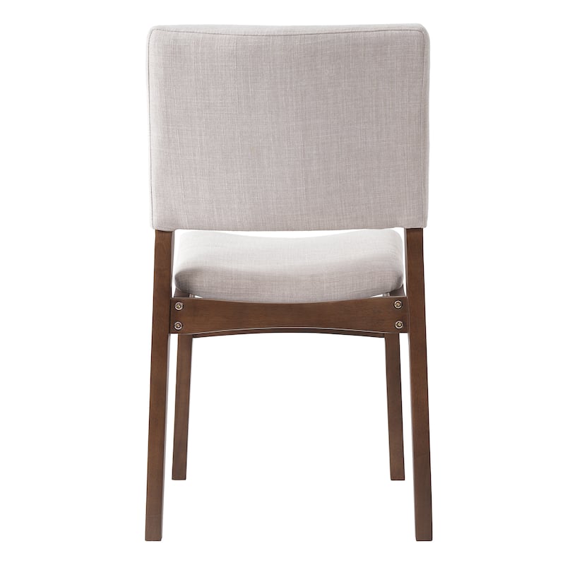 Upholstered Stackable Dining Chairs Set of 4 - Linen Fabric Seat & Backrest, Solid Wood Frame, Rustic Kitchen Chairs