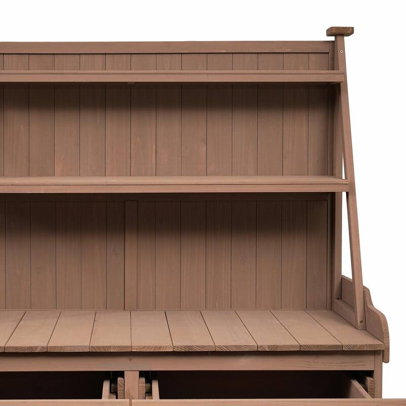65-inch Garden Potting Bench - Fir Wood Workstation with Storage Shelf, Drawer