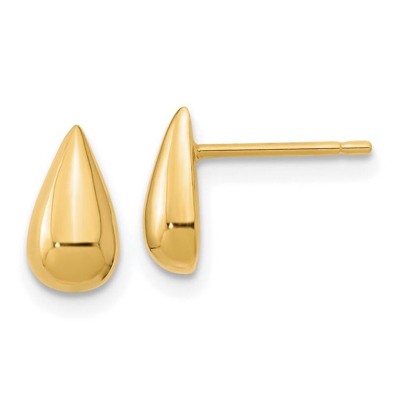 Curata 14k Yellow Gold 8.85x4.85mm Solid Teardrop Post Earrings