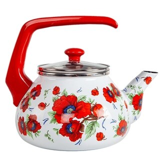 STP Goods 2.3Qt Poppies Enamel Kettle - 2.3 Qt