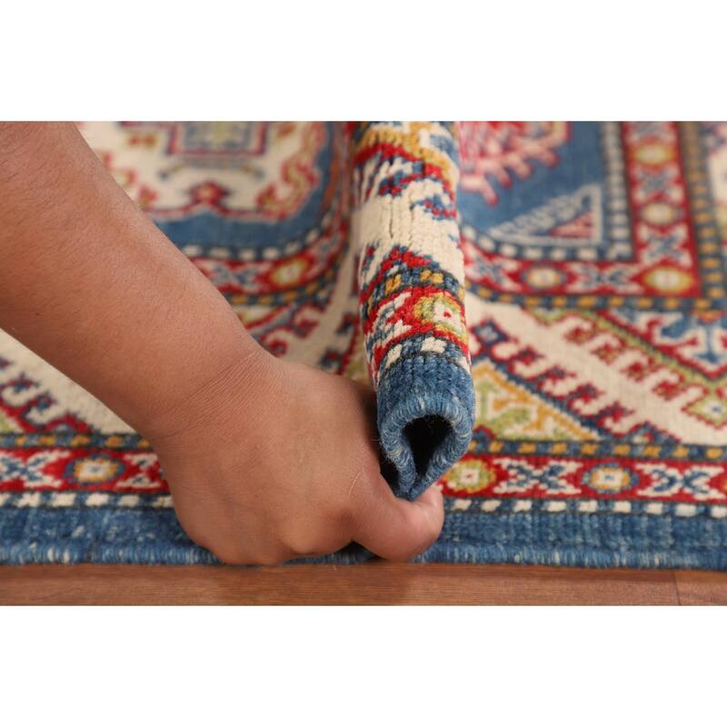 Blue Kazak Accent Rug Handmade Wool Carpet - 2'9" x 4'1"