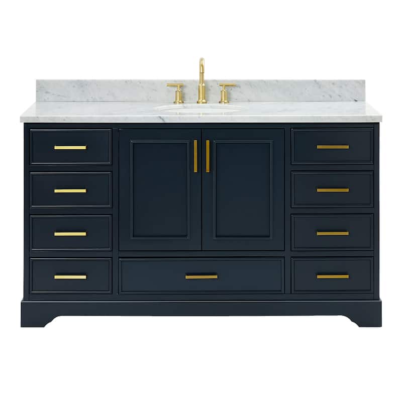 Ariel M061SCW2OVO Stafford 61" Free Standing Single Basin Vanity Set - Midnight Blue - Painted