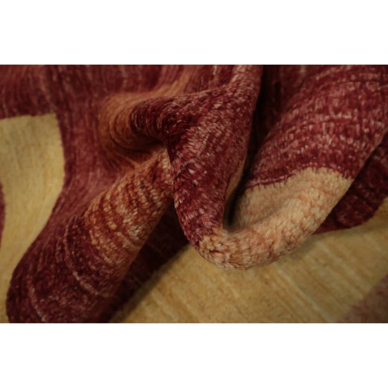 Hand Knotted Oriental 100% Wool Carpet Modern Geometric Multi-Colored Gabbeh Area Rug - 4' 3'' X 2' 8''