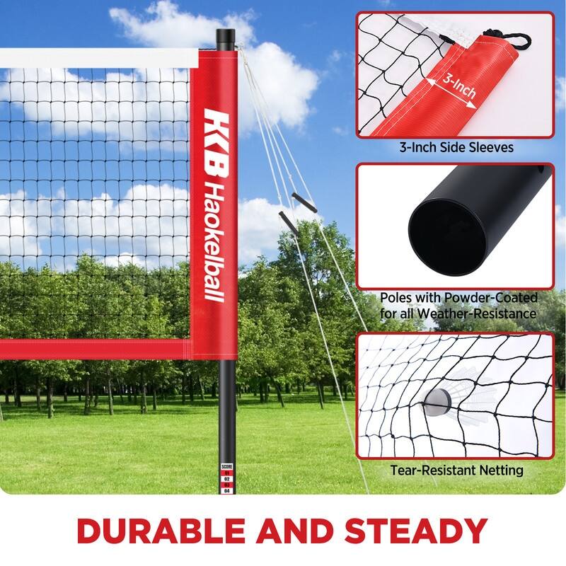 Professional Portable Badminton Net Set w/ Steel Poles, 4 Rackets 4 Shuttlecocks - 20'x2.5'