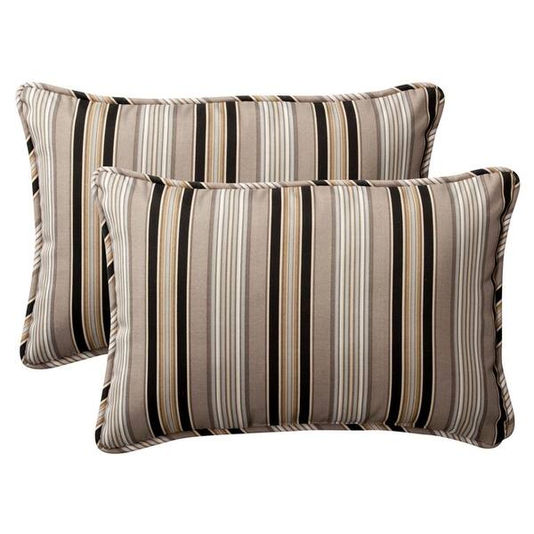 Shop Set Of 2 Outdoor Rectangular Throw Pillows 24 5 Black