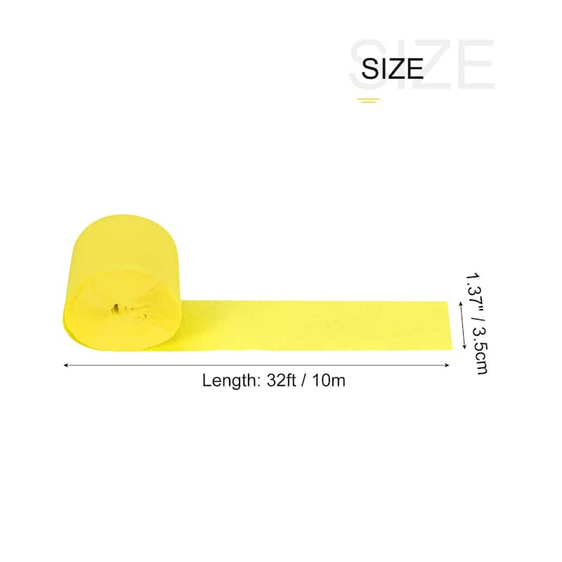 3pcs Crepe Paper Streamer 32ft Long 1.37 Inch Wide for Decoration - Yellow
