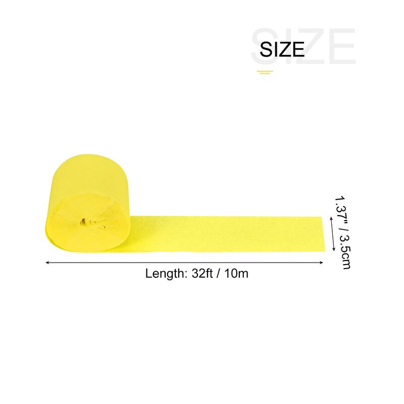 6pcs Crepe Paper Streamer 32ft Long 1.37 Inch Wide for Party Ornament - Yellow