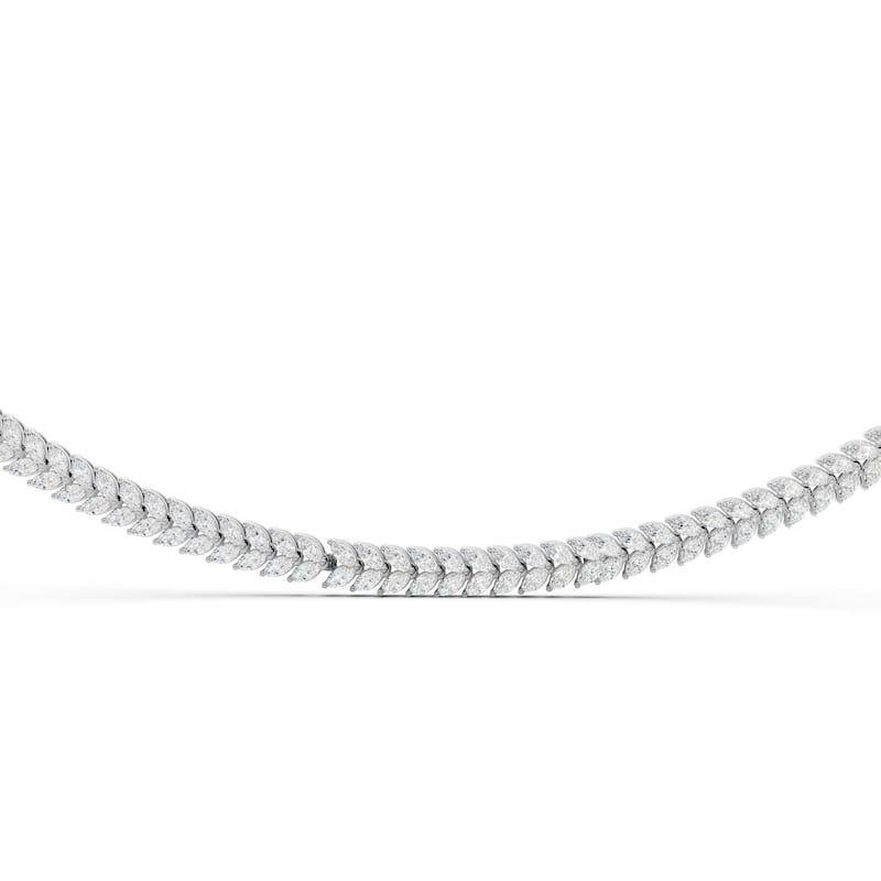Auriya 14K Gold Lab Grown Marquise Chevron Diamond Tennis Necklace 10 1/3 ct. tw. (F-G VS)