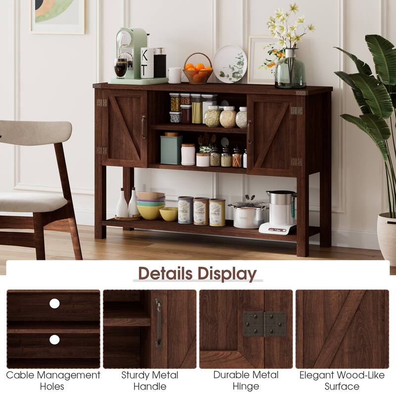 Gymax Buffet Sideboard Storage Cupboard Console Table w/ Open Shelf & - See Details