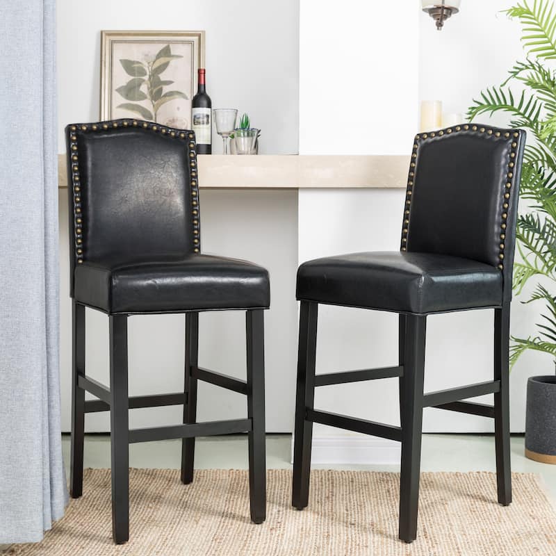 Glitzhome 6pcs 45"H PU Riveted Upholstered Bar Stool Pub/ Bar Chairs