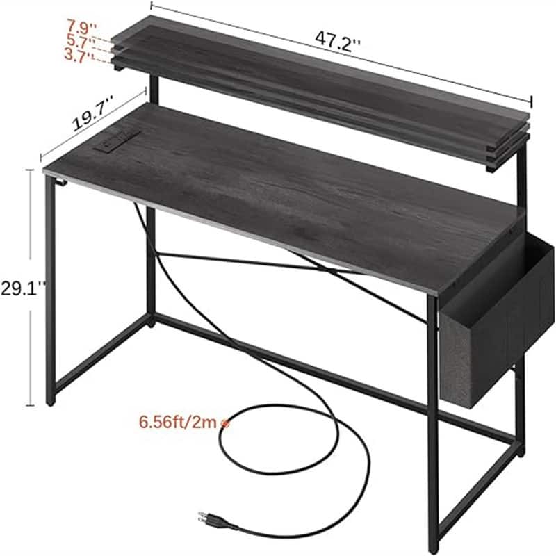 Computer Desk with Power Outlets Fast