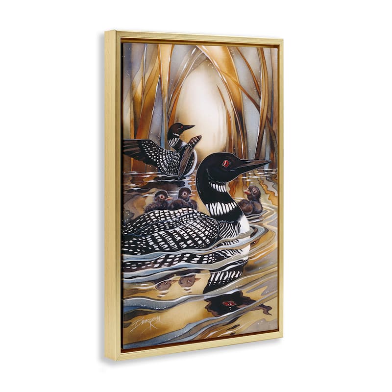 Stupell Loon Family Among Pond Ripples Framed Floater Canvas Wall Art Design By Jody Bergsma