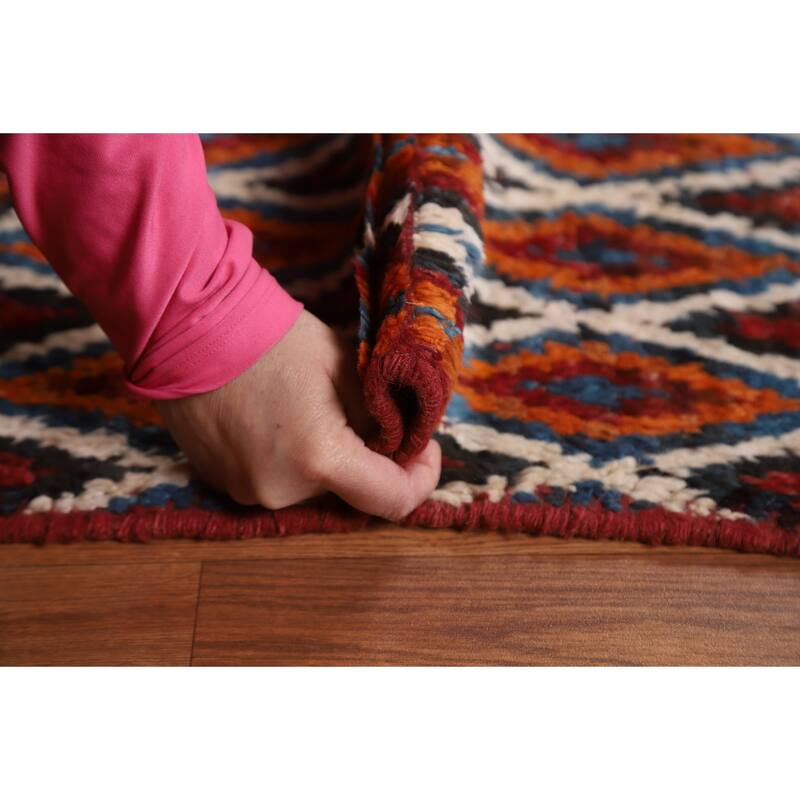 Hand Knotted Oriental 100% Wool Carpet Modern All-Over Oranges & Rust Moroccan Area Rug - 7' 11'' X 5' 8''