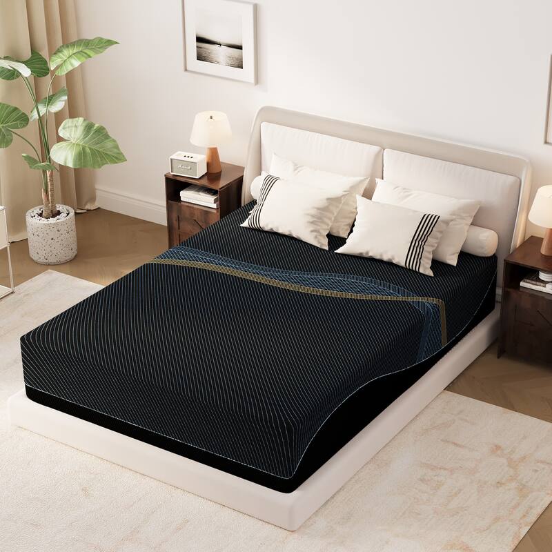 12-inch Black Memory Foam Mattress with Removable Cover, CertiPUR-US Certified