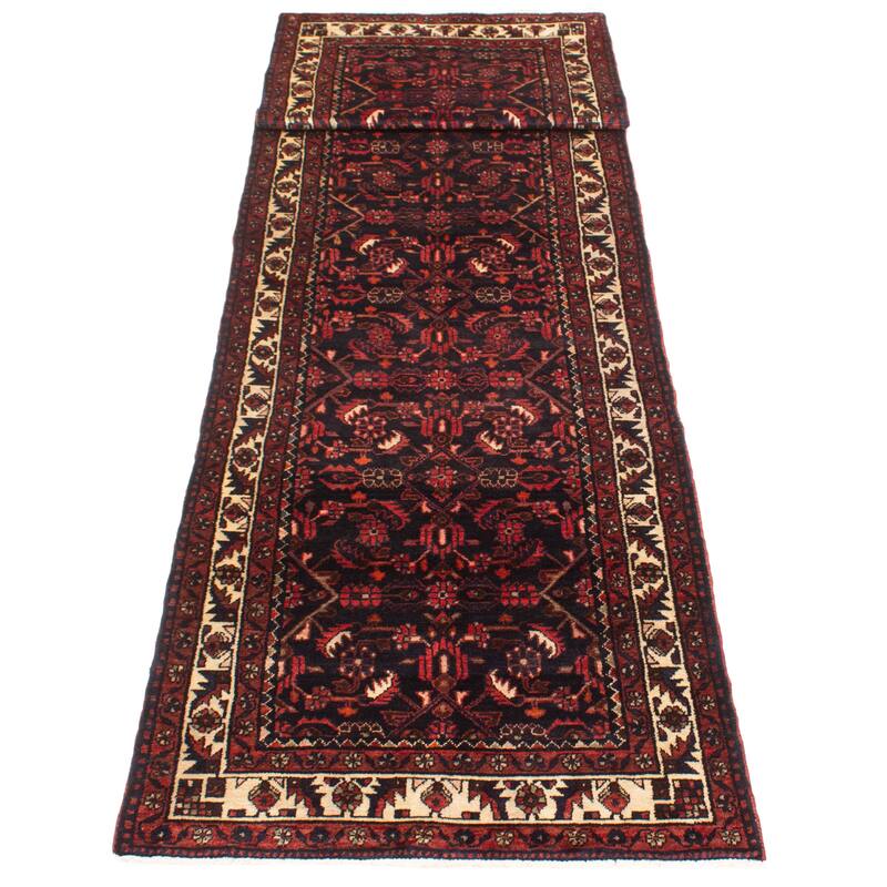 ECARPETGALLERY Hand-knotted Andelz Navy Wool Rug - 3'4 x 13'5