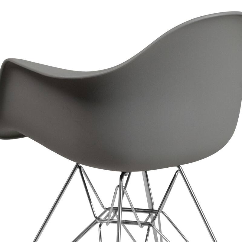 Plastic Chair with Arms and Chrome Base