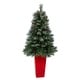 preview thumbnail 1 of 3, 55" Snowed Artificial Christmas Tree in Red Tower Planter