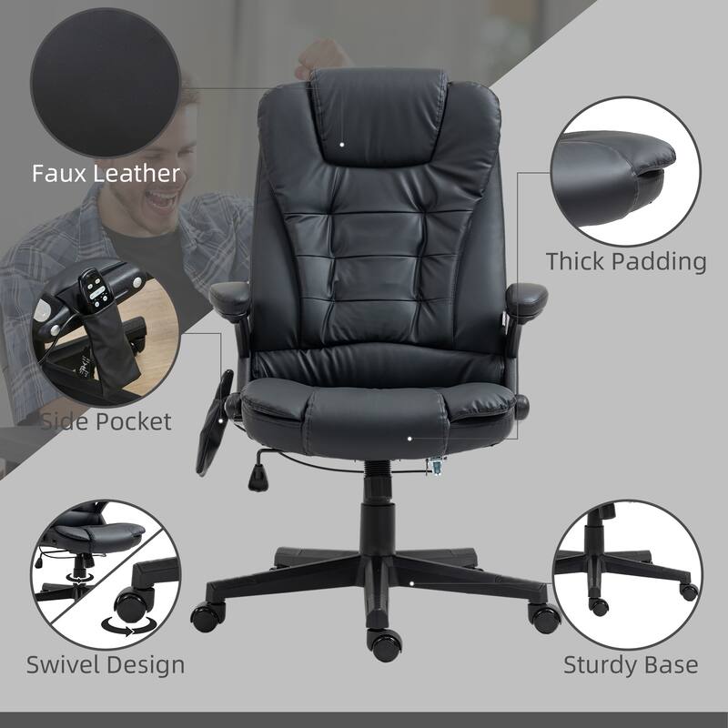 Ergonomic Massage Executive Office Chair Adjustable High Back Recliner Chair Padded Armchair with Lumbar Heating