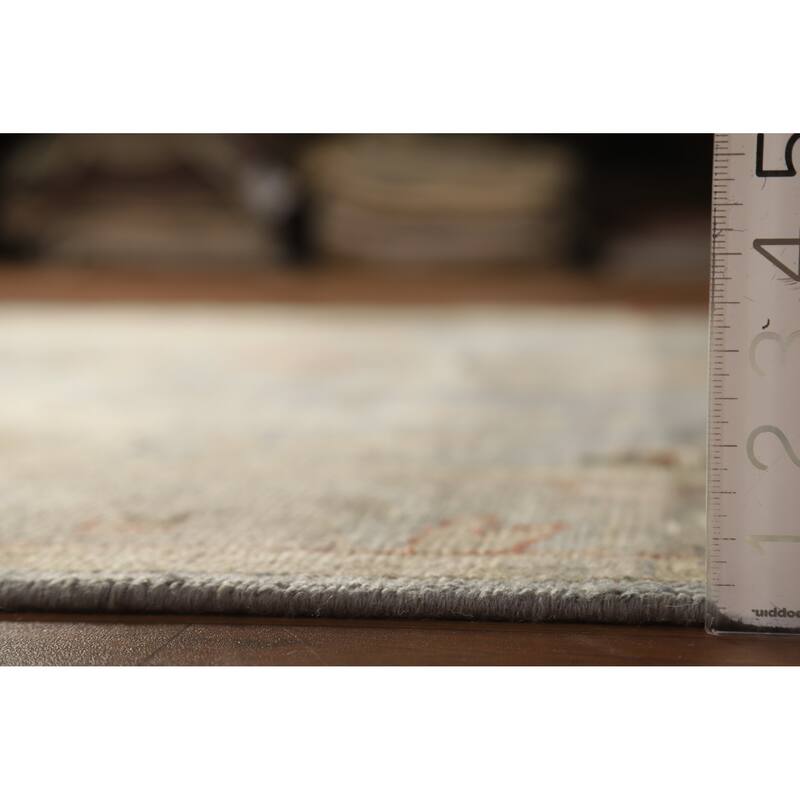 Hand Knotted Oriental 100% Wool Carpet Transitional Floral Navy Blue & Blues Oushak Area Rug - 8' 6'' X 6' 0''