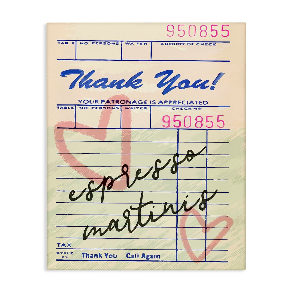 Stupell Espresso Martinis Guest Check Canvas Wall Art Design By Lil' Rue