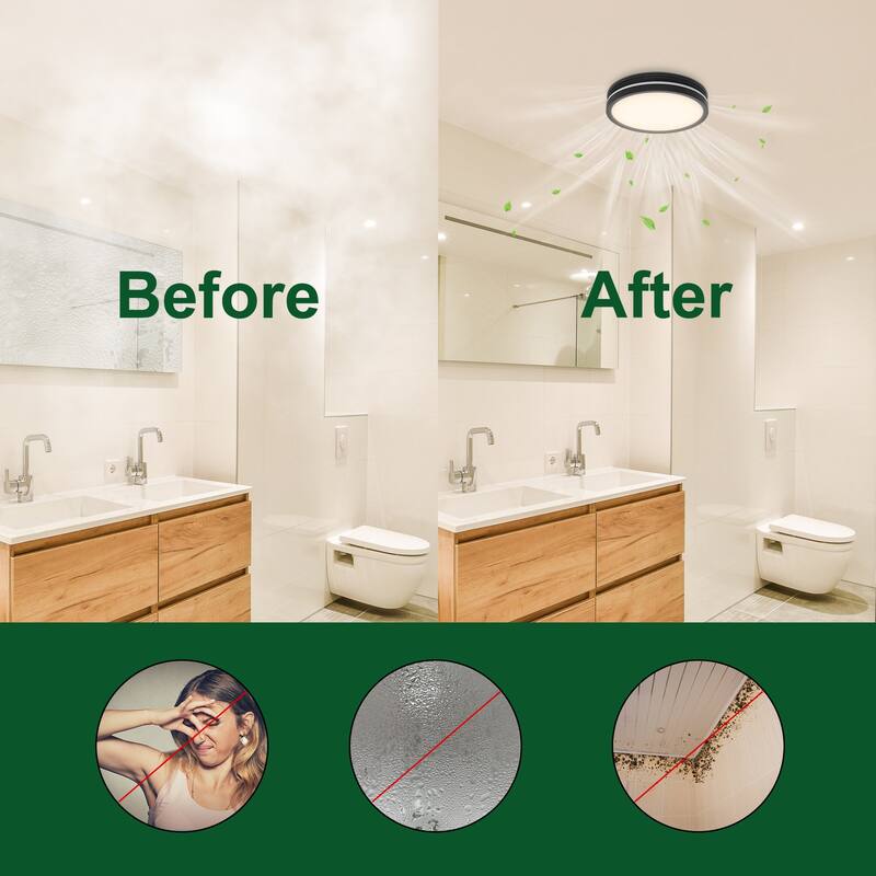 Akicon Bathroom Exhaust Fan with Light, 18W Dimmable 3CCT LED Light with 3.5W Night Light