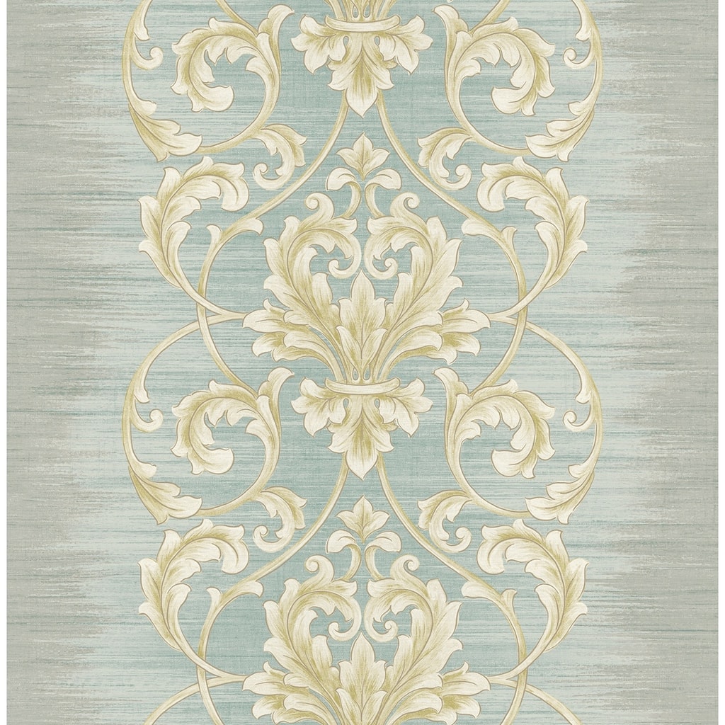Seabrook Designs Ombre Stripes & Scrolls Unpasted Wallpaper