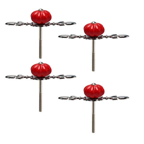 Solid Ceramic Vintage Knob Pumpkin Drawer Handle Cupboard Wardrobe 4pcs Red