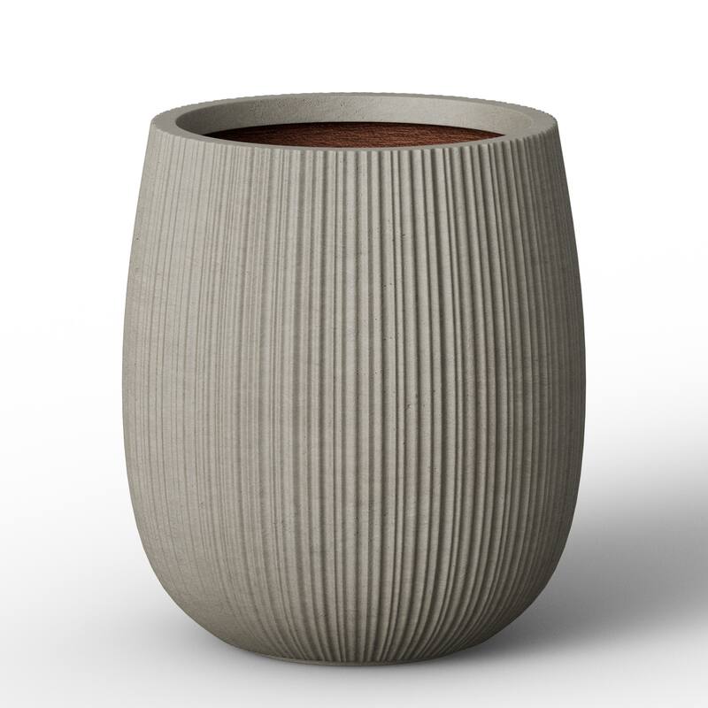 Concrete Round Planter with Enhanced Interior - 12.5 x 14.5 - Stone Gray(Enhanced Interior)