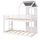 preview thumbnail 14 of 15, White Twin over Twin Solid Wood Bunk Bed with Roof, Window, and Guardrail