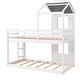 preview thumbnail 14 of 15, White Twin over Twin Solid Wood Bunk Bed with Roof & Ladder