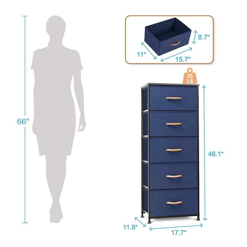 VredHom 5 Drawers Vertical Dresser Storage Tower