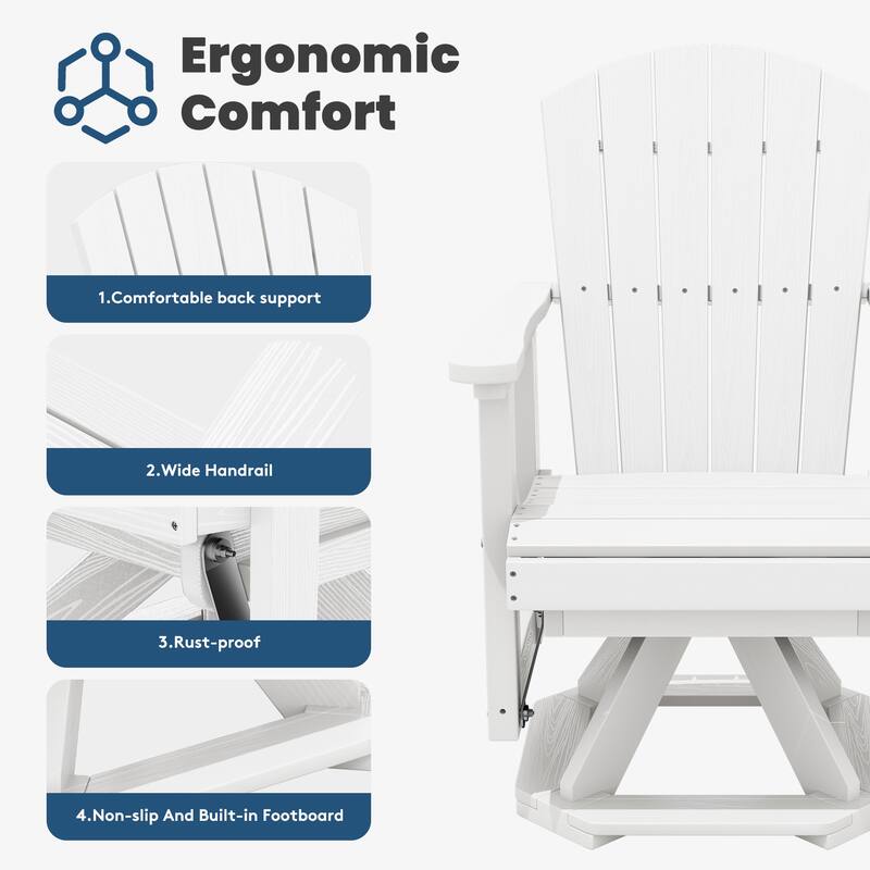 HDPE Adirondack Swivel Glider, Outdoor Patio Chair