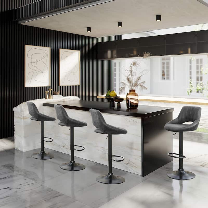 Art Leon Modern Adjustable 360 Swivel Barstool with Retro Faux Leather