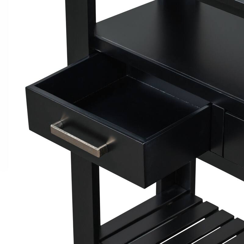 Entryway Table with 4 Drawers,Painted Console Table with 3-Tier Open Shelves and Metal Handles,Versatile Hallway Sofa Table