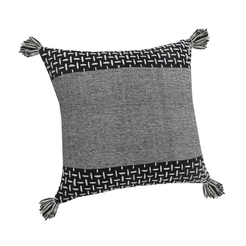Sevita Interwoven Dash Geometric Throw Pillow with Tassels