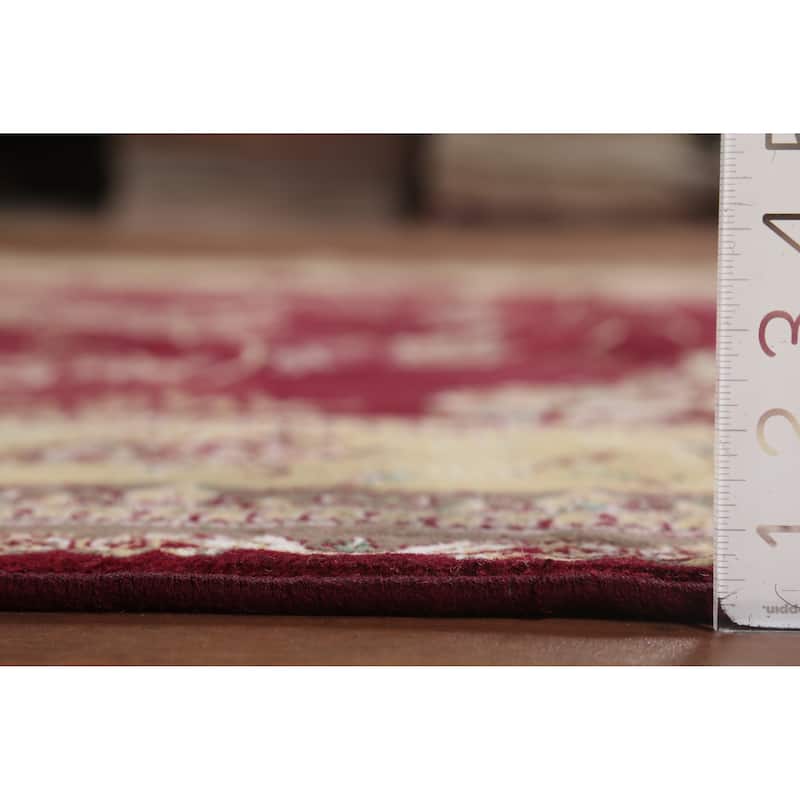 Burgundy Red Aubusson Turkish Rug Machine Made Carpet - 6'7" x 9'9"