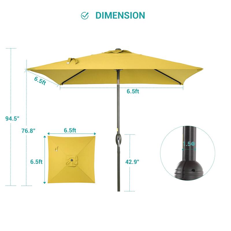 BONOSUKI 6.5x6.5Ft Patio Market Umbrella Weather-Resistant Frame