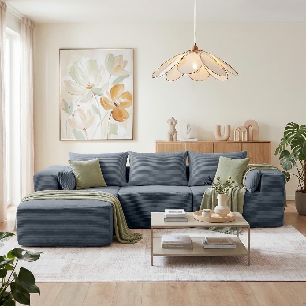 Modern L-Shaped Cloud Modular Sectional Sofa with Chaise Lounge